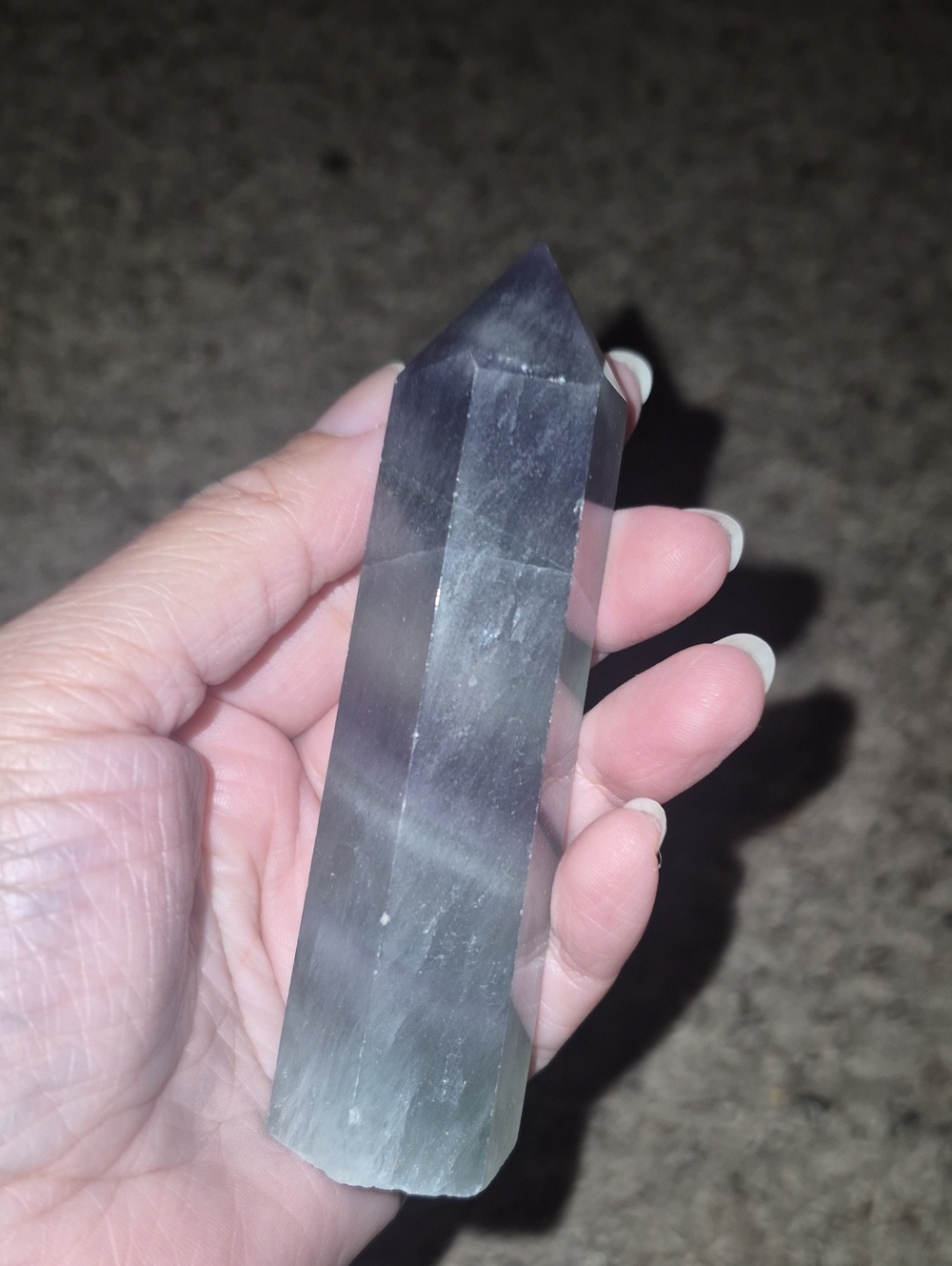 Polished Fluorite Crystal Point - Purple & Green